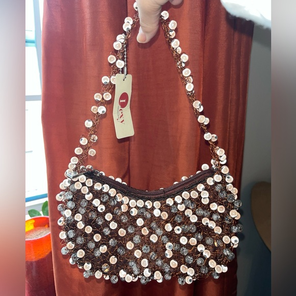 Lexy Unique Copper Beaded & Wire Small Handmade Evening Handbag - Picture 14 of 15